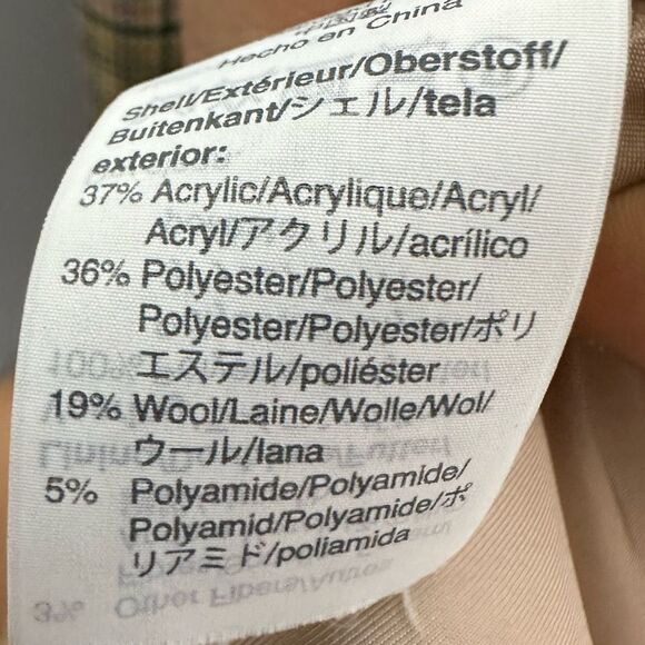 J CREW LONG DOUBLE-BREASTED TOPCOAT IN PLAID WOMENS SIZE 4 CARAMEL ITALIAN WOOL - Picture 8 of 9